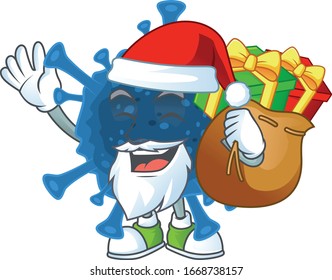 Santa coronavirus desease Cartoon design having a sack of gifts