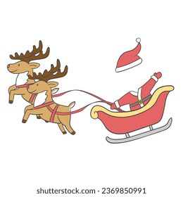 Santa costume on a reindeer sled. Illustration with face compositing capability.