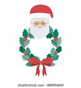 Santa and crown icon. Merry Christmas season and decoration theme. Isolated design. Vector illustration