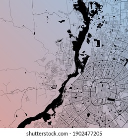 Santa Cruz, Bolivia (BOL) - Urban vector city map with parks, rail and roads, highways, minimalist town plan design poster, city center, downtown, transit network, gradient blueprint