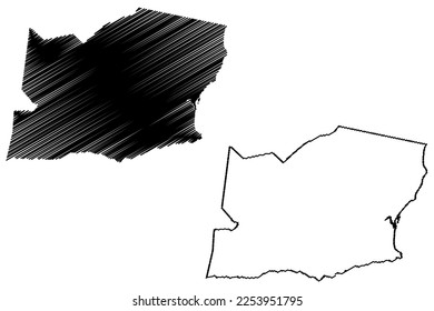 Santa Cruz Cabralia municipality (Bahia state, Municipalities of Brazil, Federative Republic of Brazil) map vector illustration, scribble sketch Santa Cruz Cabrália map