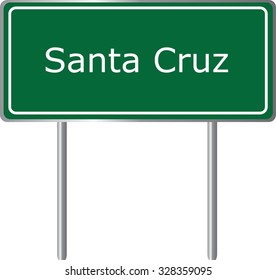 Santa Cruz , California, road sign green vector illustration, road table, USA city