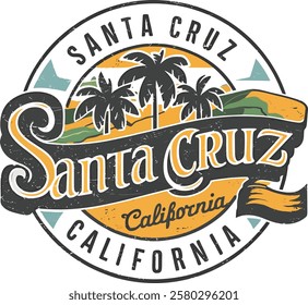 Santa Cruz California vector art illustration  