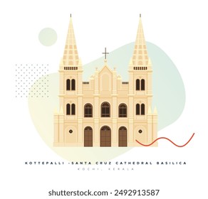 Basílica de la Catedral de Santa Cruz - Kochi Kerala - Ilustración de stock como EPS 10 Archivo