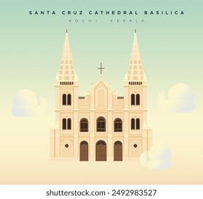 Basílica de la Catedral de Santa Cruz - Kochi Kerala - Ilustración de stock como EPS 10 Archivo