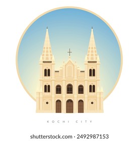 Basílica de la Catedral de Santa Cruz - Kochi Kerala - Ilustración de stock como EPS 10 Archivo