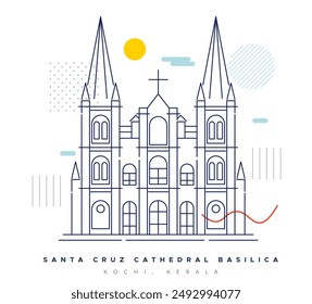 Basílica de la Catedral de Santa Cruz - Kochi Kerala - Ilustración de stock como EPS 10 Archivo