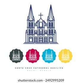 Basílica de la Catedral de Santa Cruz - Kochi Kerala - Ilustración de stock como EPS 10 Archivo