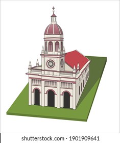 Santa Cruz Church, Bangkok, Thailand, vector illustration