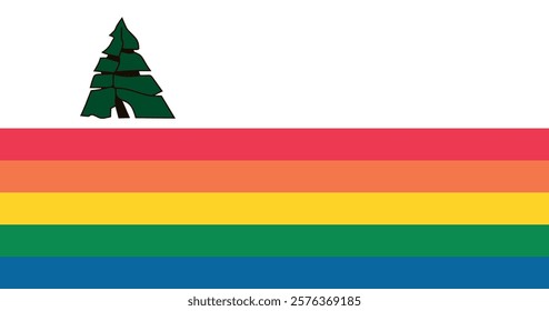 Santa Cruz County California Rainbow Flag (LGBTQ) High Quality Illustration