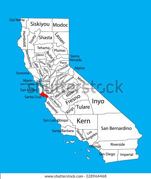 santa cruz california map Santa Cruz County California United States Stock Vector Royalty santa cruz california map