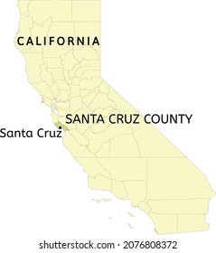 Santa Cruz County and city of Santa Cruz location on California state map