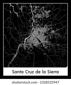 Mapa de Santa Cruz de la Sierra Bolivia Ciudad Sudamericana ilustración de vector blanco negro