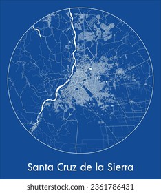 Santa Cruz de la Sierra Bolivia South America City Map blue print round Circle vector illustration