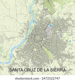 Santa Cruz de la Sierra, Bolivia map poster art