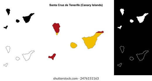 Santa Cruz de Tenerife province outline map set