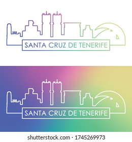 Santa Cruz de Tenerife skyline. Colorful linear style. Editable vector file.