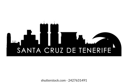 Santa Cruz de Tenerife skyline silhouette. Black Santa Cruz de Tenerife city design isolated on white background. 