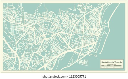 Santa Cruz de Tenerife Spain City Map in Retro Style. Outline Map. Vector Illustration.