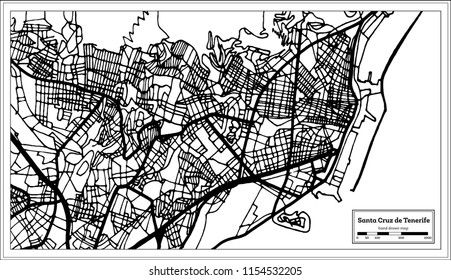 Santa Cruz de Tenerife Spain City Map in Retro Style. Outline Map. Vector Illustration.