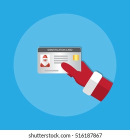  Santa Cruz Hand holding Id card. vector illustration in flat design