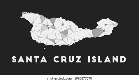 Santa Cruz Island - communication network map. Santa Cruz Island trendy geometric design on dark background. Technology, internet, network, telecommunication concept. Vector illustration.