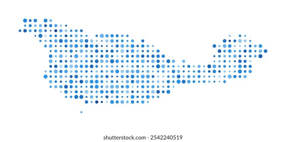 Santa Cruz Island Dot Map. Digital Style Boundary Shape. Santa Cruz Island vector image. Blue circular dots. Amazing vector illustration.