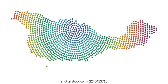 Santa Cruz Island dotted map. Digital style shape of Santa Cruz Island. Tech icon with gradiented dots. Neat vector illustration.