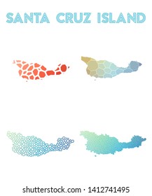 Santa Cruz Island geometric polygonal, mosaic style island maps collection. Modern design for your infographics or presentation.