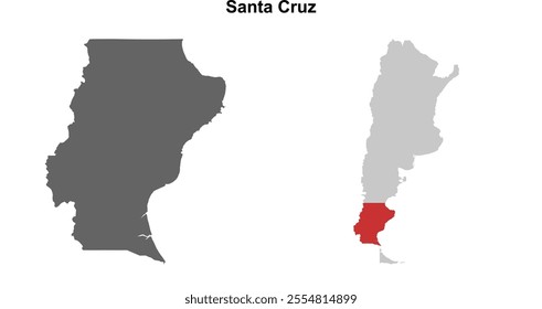 Santa Cruz province blank outline map set