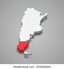 Santa Cruz region location within Argentina 3d isometric map