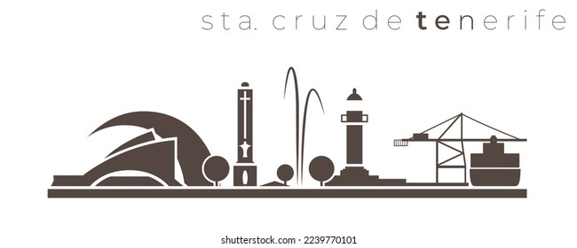 Santa Cruz Tenerife Simple Monochrome Stylish Skyline