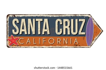 Santa Cruz vintage rusty metal sign on a white background, vector illustration