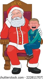 Santa with Crying Child Vector Illustration