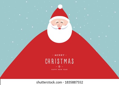 Santa cute cartoon big body copy space for greetings background