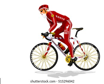 Santa is cycling on transparent background

