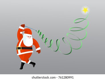 Santa dancing with a ribbon