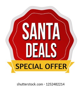 Santa deals sign or stamp on white background, vector illustration