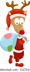 santa deer vector Illustration