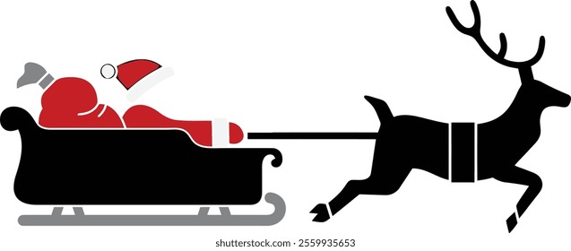 Santa with deer  vector illustration 