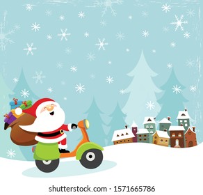 Santa Delivering Gifts With Motorbike