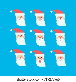 Santa in different emotions vector set
