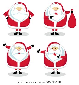Santa in different positions isolated. Vector illustration
