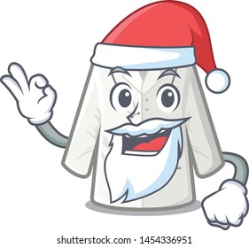 Santa doctor coat hanging on cartoon wall