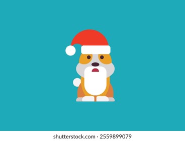 Santa dog illustration using flat design style