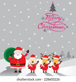 Santa, Dog & Reindeer, Christmas Text