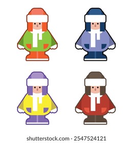 Santa doll cute cartoon vector flat art set