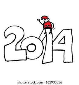 Santa doodle sitting on a number 2014
