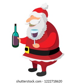 Santa is drinking wine