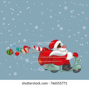Santa driving a motorcycle
